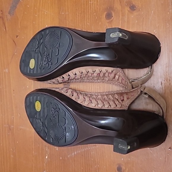 JAMBU SONYA WOMEN'S CASUAL PEEP TOE SLINGBACK PUMPS BROWN LEATHER SANDAL SIZE 9 - Picture 7 of 12